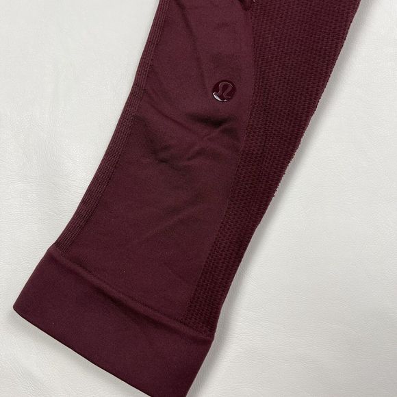 LULULEMON In The Flow Crop Leggings Heathered Bourdeaux Athleisure Womens 4 READ - Picture 5 of 7